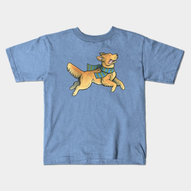 Running Golden Retriever Kids T-Shirt by animalartbyjess